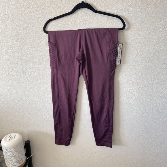 NWT Tahari Sport Performance Wear Purple High Waisted Leggings - Picture 2 of 6